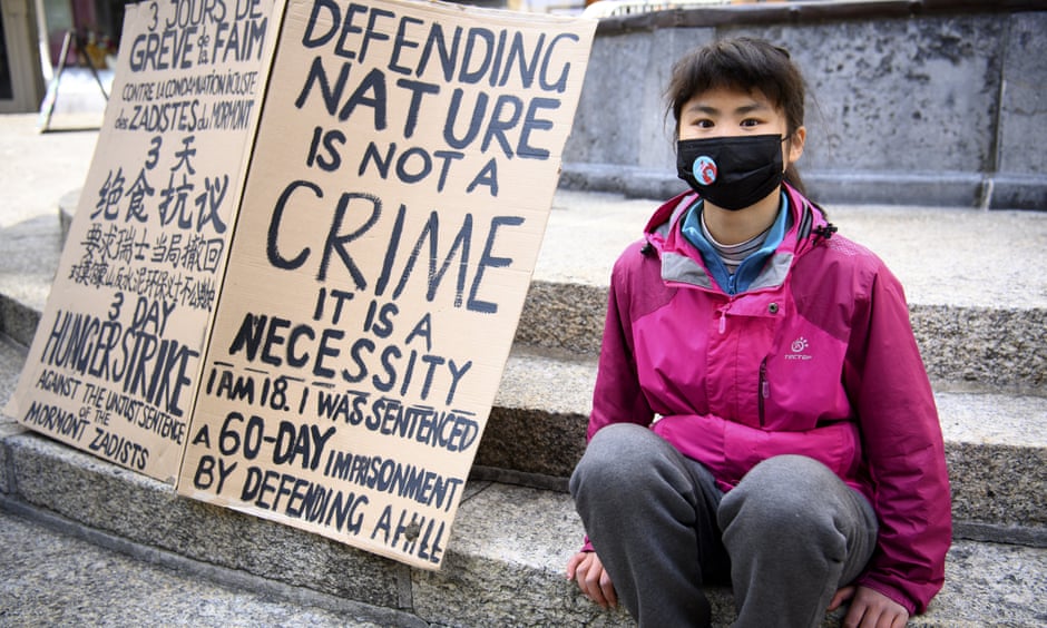 Kínai klíma aktivista Éhség sztrájkja Svájcban 